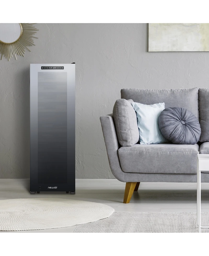 Newair Shadow Series Wine Cooler Refrigerator 56 Bottles Dual Temperature Zones, Freestanding Mirrored Wine and Beverage Fridge with Double-Layer Temp