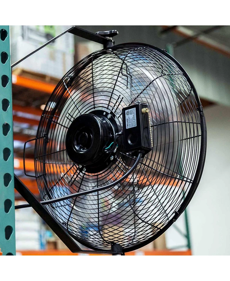 Newair 18" High Velocity Wall Mount Fan, Heavy Duty Outdoor Fan, Adjustable Tilt and 3 Speeds up to 4012 Cfm, Pull Chain Switch | Wall Fan or Garage F