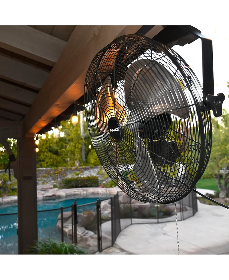 Newair 20" High Velocity Wall Mount Fan, Heavy Duty Waterproof Outdoor Fan, Adjustable Tilt and 3 Speeds up to 4650 Cfm, Pull Chain Switch | Wall