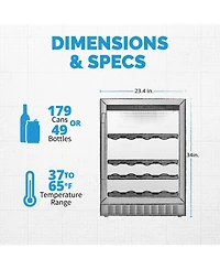 Newair FlipShelf 24" 179 Can or 49 Bottle, Built-in or Freestanding Wine and Beverage Fridge with Reversible Shelves and Precision Temperature Co