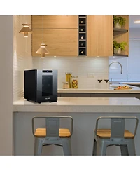 Newair Shadow-t Series Wine Cooler Refrigerator, 6 Bottle Countertop Mirrored Compact Wine Cellar with Triple-Layer Tempered Glass Door, Vibration-Fre