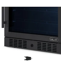 Newair 24" Beverage Refrigerator Cooler, 177 Can Black Stainless Steel with Triple-Layer Tempered Glass Door, Built-in Counter or Freestanding Fridge,