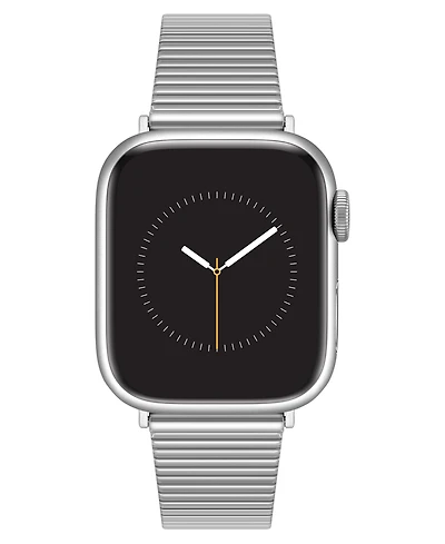 Anne Klein Women's Silver-Tone Stainless Steel Ribbed Bracelet designed for Apple Watch 42mm (Series 10) & 38/40/41mm