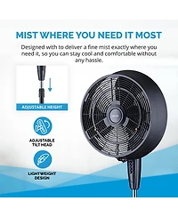 Newair Outdoor Misting Fan and Pedestal Fan in Black, Cools 500 sq. ft. with 3 Fan Speeds and Wide-Angle Oscillation