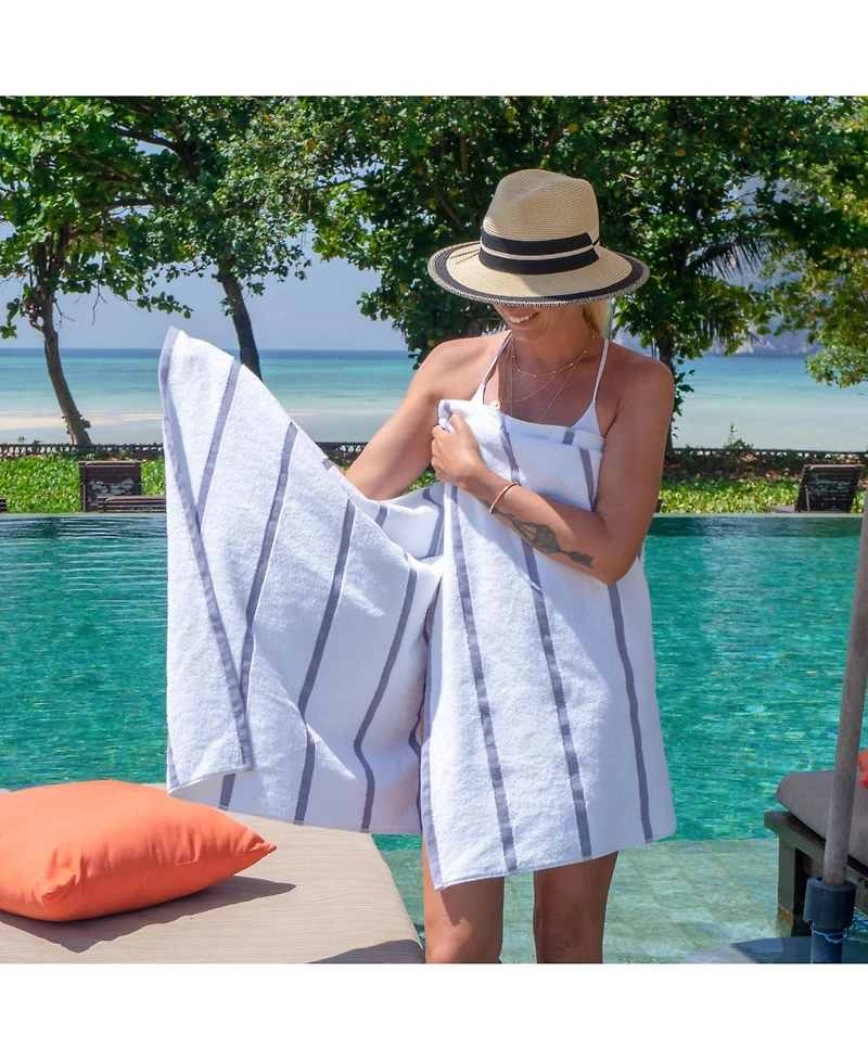 Arkwright Home Las Rayas Beach Towels (4 Pack), 30x60 in., Striped Color Options, 100% Soft Cotton