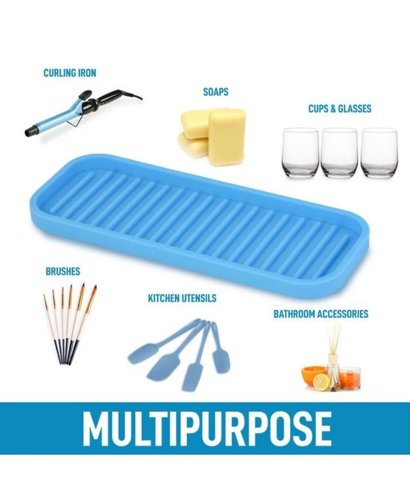 Silicone Sponge Holder for Kitchen Sink - Flexible Multipurpose Kitchen Soap Tray Sponge Organizer