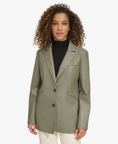 Levis Womens Single Breasted Faux Leather Blazer