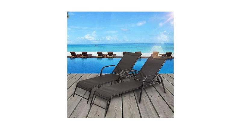 Slickblue Set of 2 Patio Adjustable Recliner Lounge Chairs