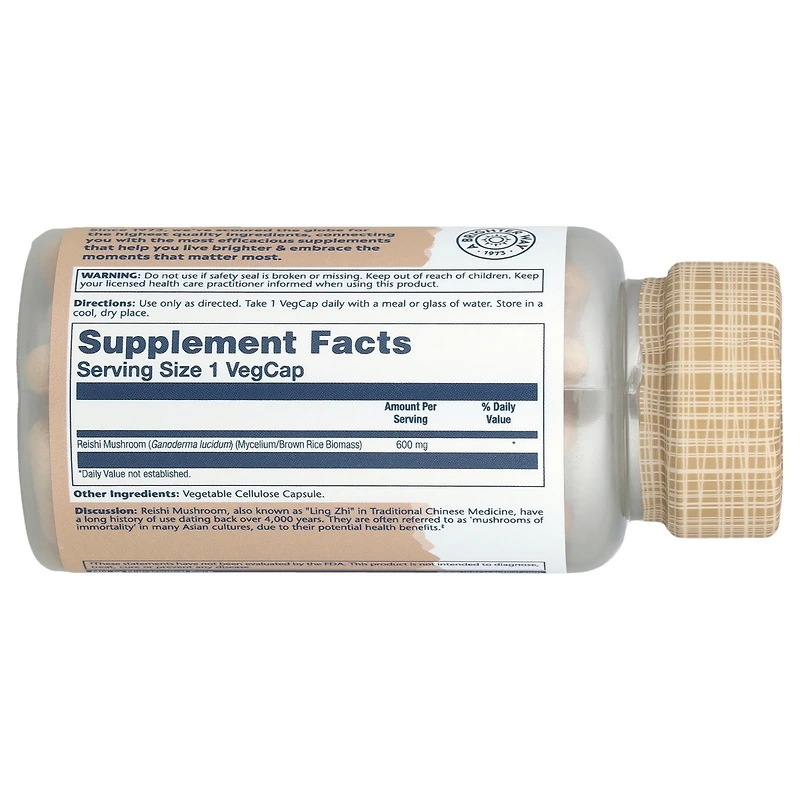 Solaray Reishi Mushrooms 600 mg - 100 VegCaps