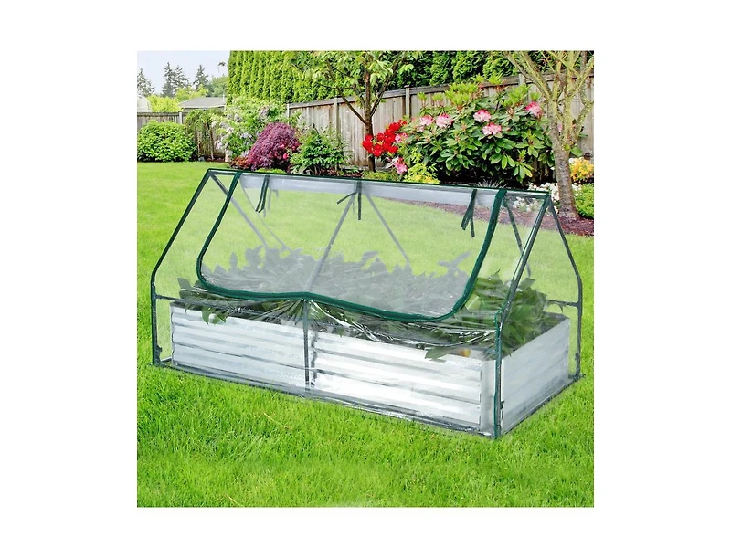 Slickblue Galvanized Raised Garden Bed with Greenhouse