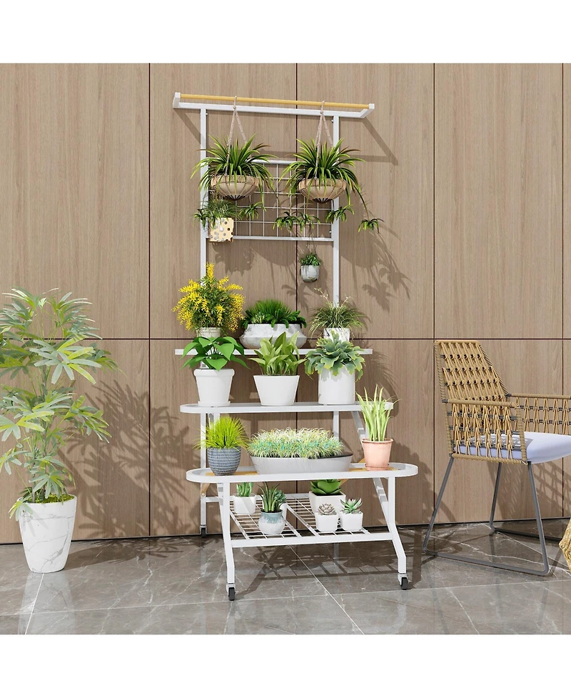 Slickblue 4-Tier Hanging Plant Stand with Hanging Bar