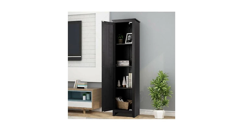 Slickblue Linen Tower Bathroom Storage Cabinet Tall Slim Side Organizer with Shelf