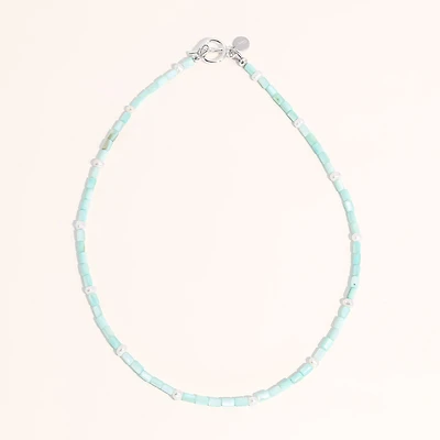Gold Plated & Freshwater Pearls Limited Lusia Necklace - Green - Silver