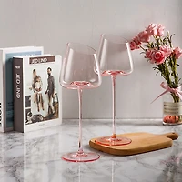 Ventray Home French Style Pink Crystal Burgundy Wine Glasses, Lead-Free Premium Champagne Glasses