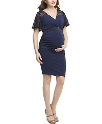 kimi + kai Maternity Lace Accent Midi Dress