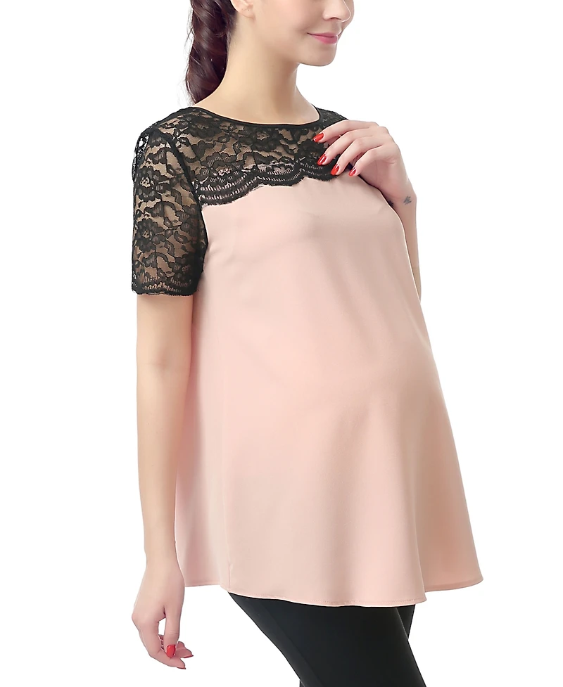 kimi + kai Maternity Lace Trim Blouse