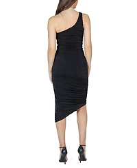 24seven Comfort Apparel One Shoulder Ruched Bodycon Dress