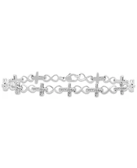 Diamond Cross & Infinity Link Bracelet (1/6 ct. t.w.) in Sterling Silver