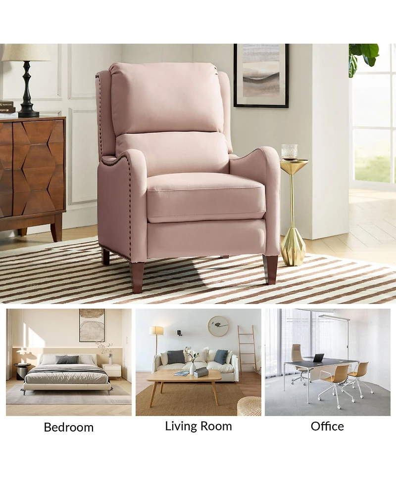 Leather Pushback Recliner chair with Adjustable Backrest for Livingroom