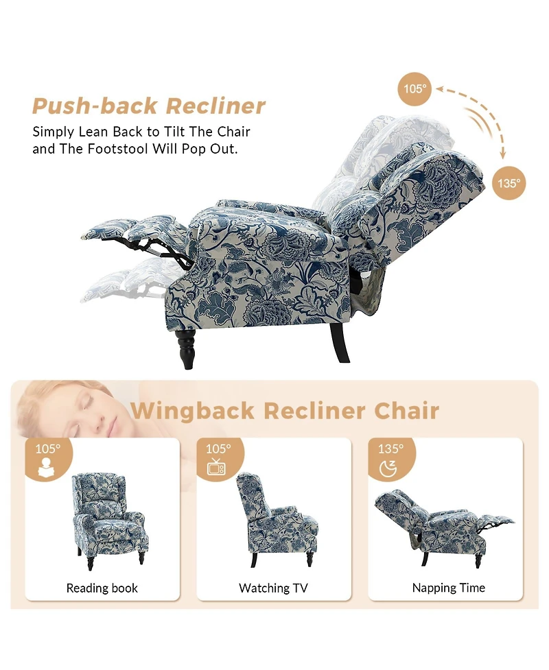Asikli Manual Recliner with Wingback Design