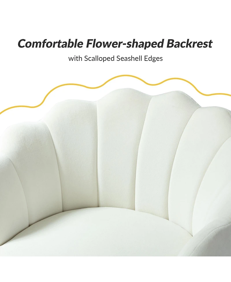 Modern Velvet Barrel Chair with Channel Tufted Back