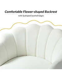 Modern Velvet Barrel Chair with Channel Tufted Back