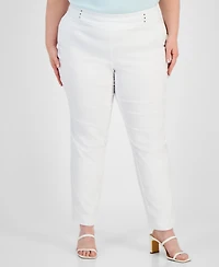 Jm Collection Plus & Petite Tummy Control Pull-On Slim-Leg Pants, Exclusively at Macy's