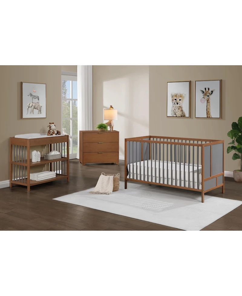 Suite Bebe Pixie Finn 3-in-1 Convertible Crib in Walnut/Charcoal