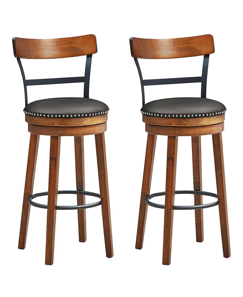 Set of 2 Swivel Counter Height Bar Stools