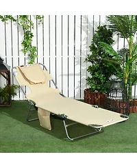 Outsunny Folding Outdoor Lounge w/ Face Hole, 5-level Recline,