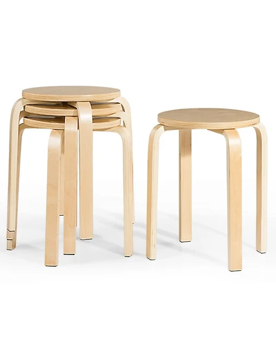 Sugift 18 Inch Stackable Bentwood Dining Chairs with Round Top - Set of 4