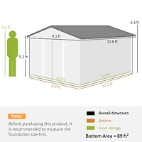Outsunny 11ft x 9ft Outdoor Metal Storage Shed with 2 Doors