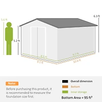 Outsunny 11ft x 9ft Outdoor Metal Storage Shed with 2 Doors,