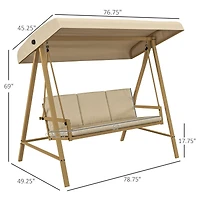 Outsunny 3-Seat Porch Swing with Canopy & Removable Cushions,