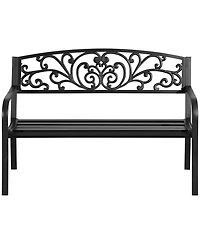 Outsunny Patio Park Garden Bench Porch Path Chair Outdoor Lawn Garden Black 2 Seat