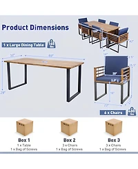 7 Pieces Patio Acacia Wood Dining Chair and Table Set for Backyard and Poolside