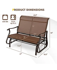 Sugift 2-Person Patio Glider Bench with High Back and Curved Armrests