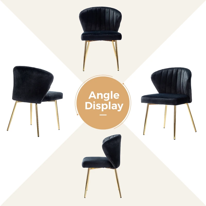 Aruna Velvet Side Chair with Metal Legs