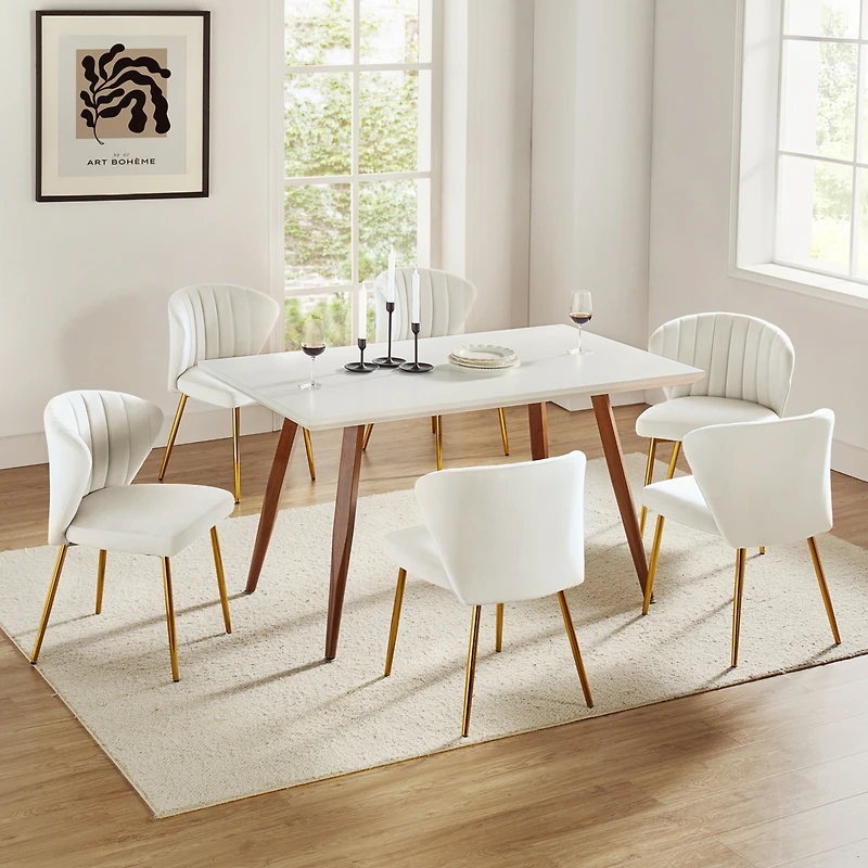 Aruna Velvet Side Chair with Metal Legs