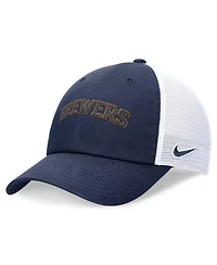 Nike Men's Navy Milwaukee Brewers Evergreen Wordmark Trucker Adjustable Hat