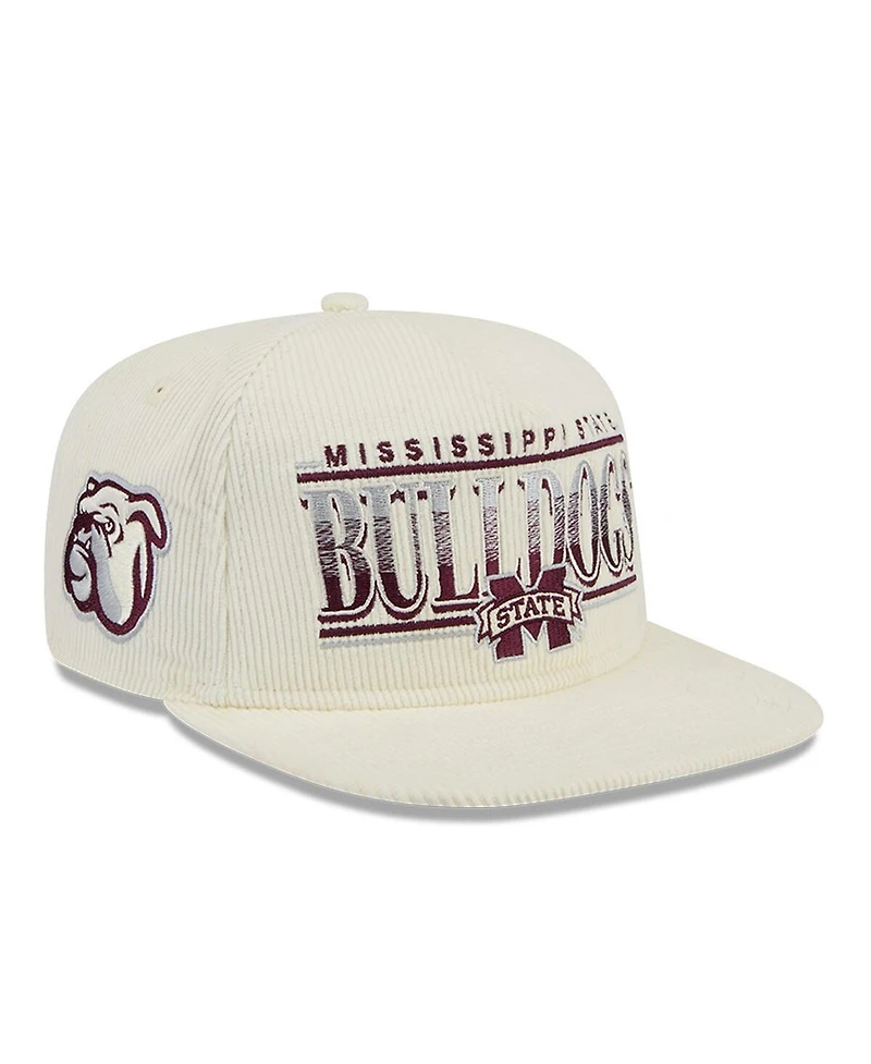 New Era Men's White Mississippi State Bulldogs Throwback Golfer Corduroy Snapback Hat