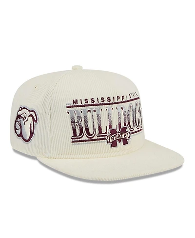 New Era Men's White Mississippi State Bulldogs Throwback Golfer Corduroy Snapback Hat