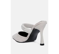 fauci diamante strap heeled mules