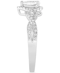 Diamond Pear Halo Twist Engagement Ring (3/4 ct. t.w.) 14k White Gold
