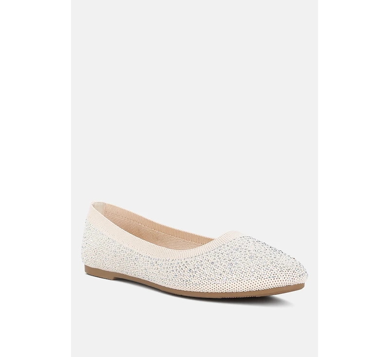 Splash rhinestones embellished ballet flats