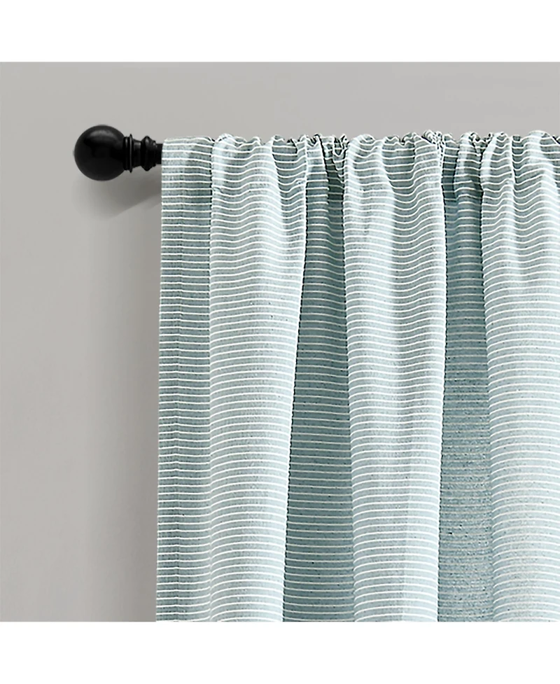Lush Decor Farmhouse Button Stripe Yarn Dyed Woven Cotton Window Curtain Panels