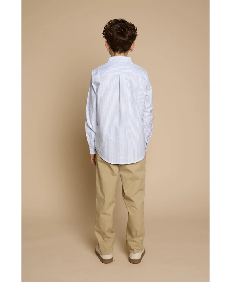 Brooks Brothers Big Boys Pinstripe Woven Long Sleeve Oxford Shirt