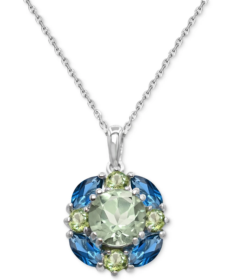 Amethyst (2-1/4 ct. t.w.) & Pink Amethyst (7/8 ct. t.w.) Cluster 18" Pendant Necklace in Sterling Silver (Also Available in Additional Gemstone Cluste