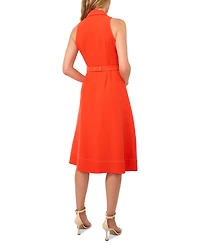 CeCe Women's Sleeveless Cinched-Waist V-Neck Midi Dress