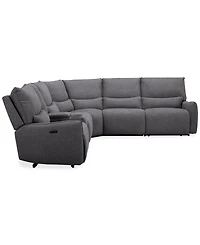 Olper -Pc. Fabric Zero Wall Sectional Sofa with Three Power Motion Pieces & Console